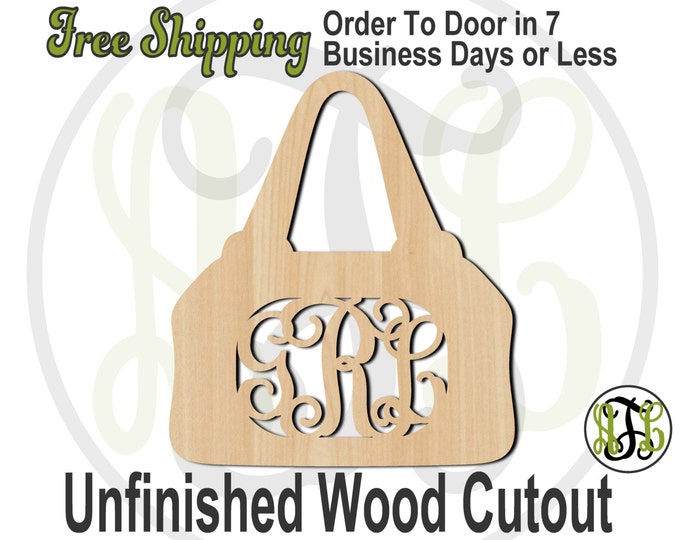 Purse - 300102M3- Personalized Cutout, 3-Letter Monogram , unfinished, wood cutout, wood craft, laser cut, wood cut out, wooden, Door Hanger