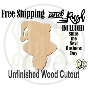 Cartoon Santa 2 - 180027- Christmas Cutout, unfinished, wood cutout,  laser cut shape, Door Hanger - RUSH PRODUCTION
