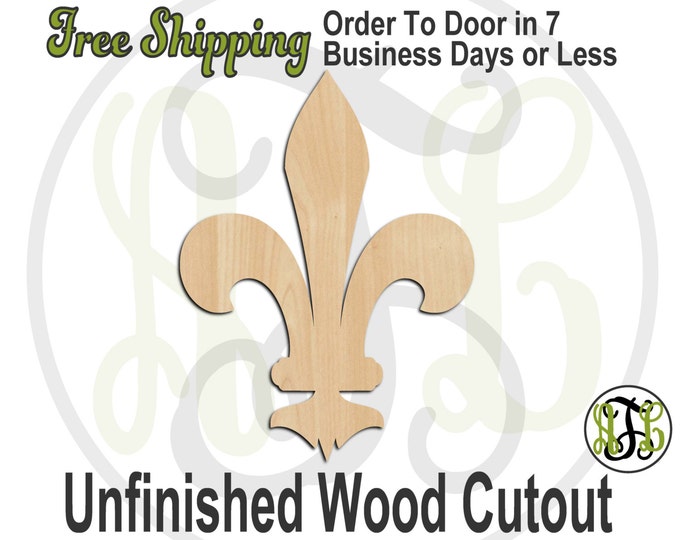 Fleur de Lis 2 - No. 300021- Cutout, unfinished, wood cutout, wood craft, laser cut shape, wood cut out, Door Hanger, wooden, ready to paint