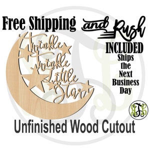 Twinkle Twinkle Little Star - 325016 - Nursery Cutout, unfinished, wood cutout, laser cut,  sign, wall art - RUSH PRODUCTION