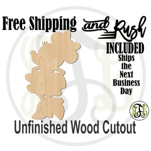 Mouse Cartoon Girl- 20012- Fun Cutout, unfinished, wood cutout,  laser shape, Door Hanger, wall art - RUSH PRODUCTION