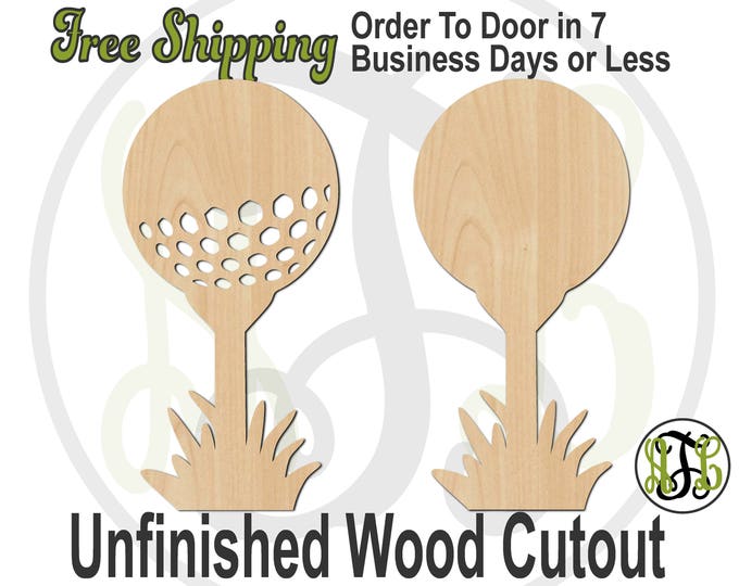 Golf Ball on Tee - 60037 and 47- Sports Cutout, unfinished, wood cutout, wood craft, laser cut shape, wood cut out, Door Hanger, wooden