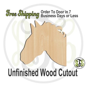 Horse Head - 230034- Animal Cutout, unfinished, wood cutout, wood craft, laser cut shape, wood cut out, Door Hanger, wooden, blank