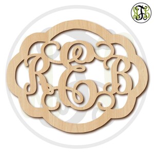 Unfinished Wood Rebecca Frame Monogram, Name, Word, Custom, laser cut wood, wooden cut out, Wedding, Personalized, DIY image 2