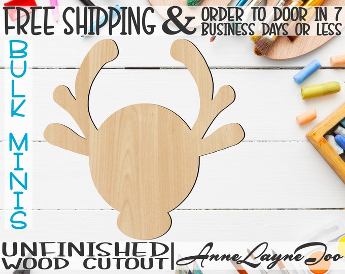 Whimsical Reindeer- 2" to 6" Minis, Small Wood Cutout, unfinished, wood cutout, wood craft, laser cut, wood cut out, ornament -180015