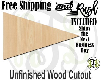 Plaque Pennant - 40022- Cutout, unfinished, wood cutout,  laser cut shape, DIY, Free Shipping - RUSH PRODUCTION