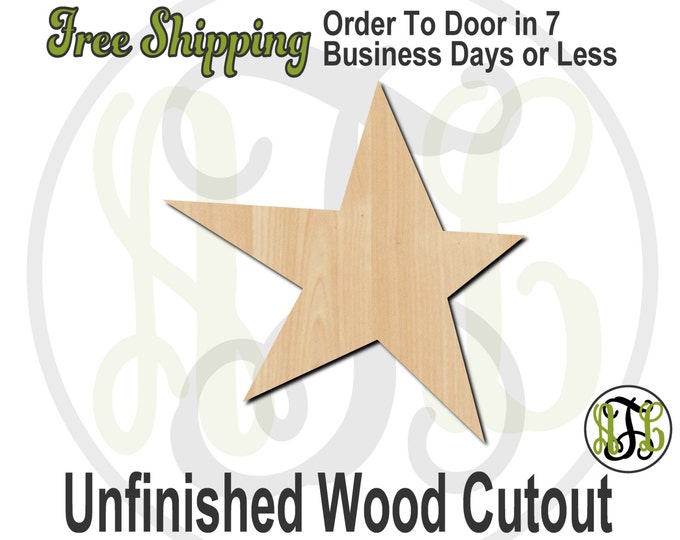 Star Wood Cutout, Start Door Hanger, wooden star cutout, wooden Christmas star, wood cut out, laser cut, unfinished wood cutout - 70008