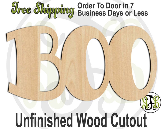 BOO 2 - 323001- Word Cutout, unfinished, wood cutout, wood craft, laser cut wood, wood cut out, Door Hanger, wooden sign, wall art