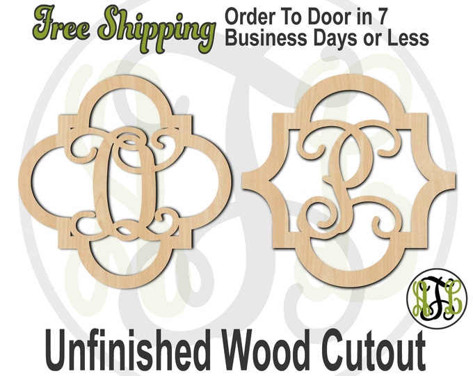 Quatrefoil Monogram Style 1 or 2 - 40046M1S1S2- Personalized Cutout, Initial, unfinished, wood cutout, wood craft, laser cut, wood cut out