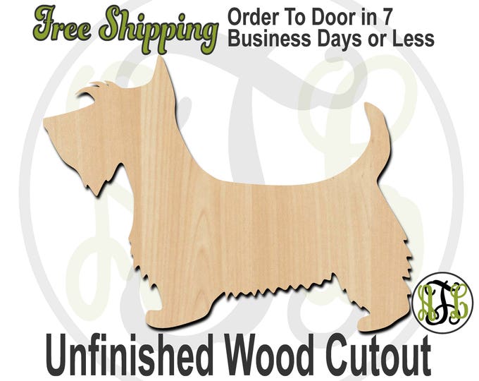 Scottie - 230090- Animal Cutout, unfinished, wood cutout, wood craft, laser cut shape, wood cut out, Door Hanger, Dog, wooden, blank