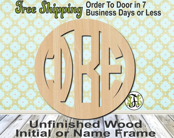 Aubrey Frame Monogram, Circle Frame, Circle Monogram, Custom, laser cut, unfinished, wood cutout, wooden cut out, wood, Personalized, DIY