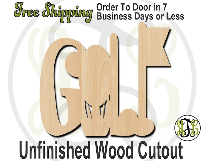 Golf - 60017- Cutout, unfinished, wood cutout, wood craft, laser cut shape, wood cut out, Door Hanger, wooden, wall art, ready to paint