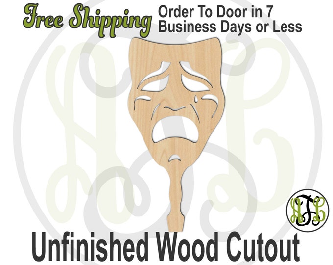 Sad Face Paddle - 3400023- Mardi Gras Cutout, unfinished, wood cutout, wood craft, laser cut shape, wood cut out, DIY, Free Ship