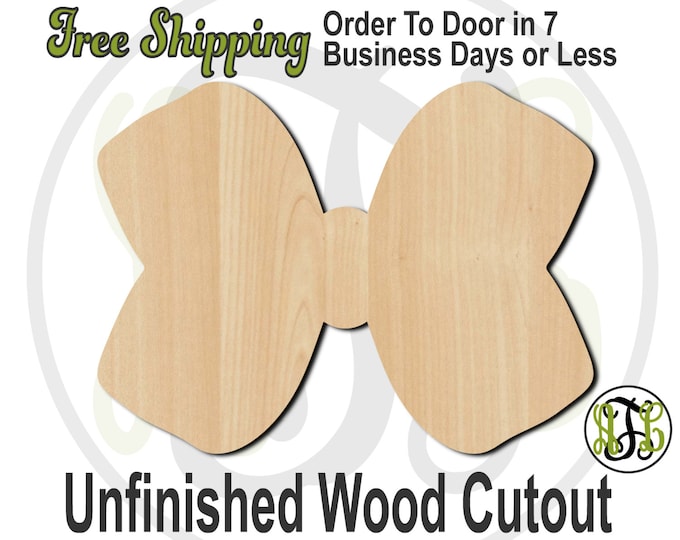 Bow 3 - 300054- Cutout, unfinished, wood cutout, wood craft, laser cut shape, wood cut out, Door Hanger, wooden, wreath accent