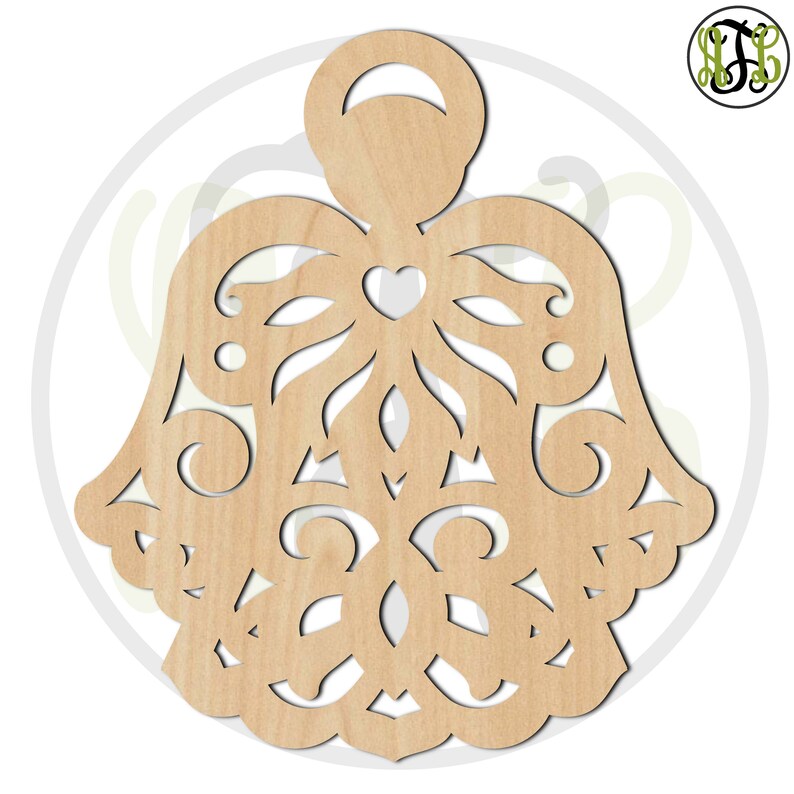 Angel 4 180056 Christmas Cutout, unfinished, wood cutout, wood craft, laser cut shape, wood cut out, Door Hanger, Holiday, wooden image 2