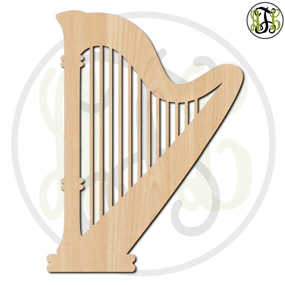 Music Harp Lyre - Laser Cut Out Unfinished Wood Craft Shape MSC6 Music Harp Lyre - Laser Cut Out Unfinished Wood Craft Shape MSC6