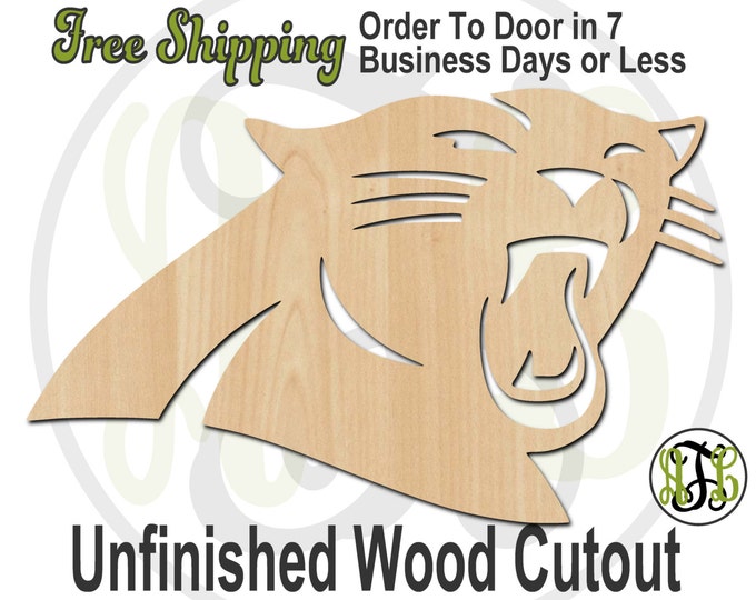 Panther Head Mascot - 60624- School Spirit Cutout, unfinished, wood cutout, wood craft, laser cut shape, wood cut out, Door Hanger, wooden