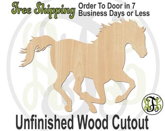 Horse - 230109- Farm Cutout, unfinished, wood cutout, wood craft, laser cut shape, wood cut out, wood cut out, wooden, Equestrian, Racing