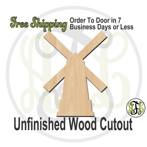 Windmill - 300114- Country Cutout, unfinished, wood cutout, wood craft, laser cut shape, wood cut out, Door Hanger, Farm, wooden