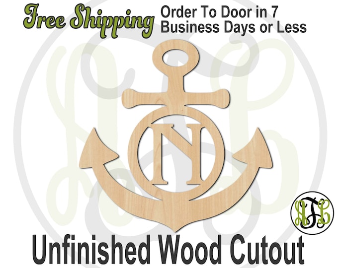 Anchor 1 - 50009M1- Nautical Personalized Cutout, Initial, unfinished, wood cutout, wood craft, laser cut, wood cut out, wooden