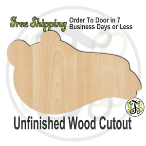 May include: Unfinished wood cutout of a bear head, perfect for crafting and DIY projects. The wood is a light natural color.