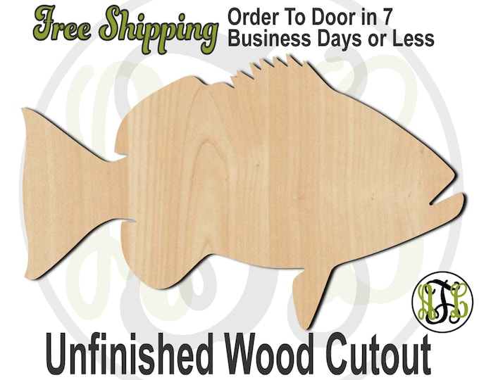 Red Snapper - 230069- Fish Cutout, unfinished, wood cutout, wood craft, laser cut shape, wood cut out, Door Hanger, wooden, wall art