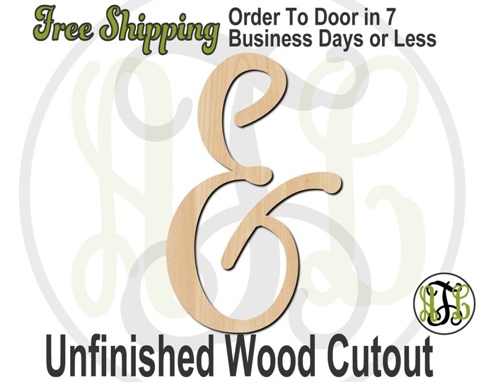 ampersand - 320225FrFt- Word Cutout, unfinished, wood cutout, wood craft, laser cut wood, wood cut out, Door Hanger, wooden, wreath accent