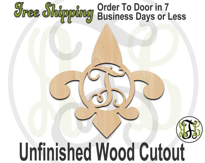 Fleur de Lis 1 - 300008M1- Personalized Cutout, Initial, unfinished, wood cutout, wood craft, laser cut, wood cut out, wooden, Door Hanger