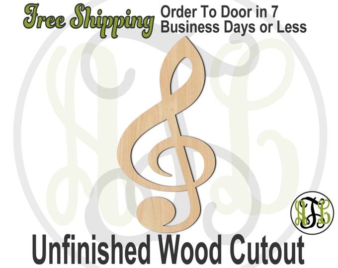 Treble Clef - 300119- Cutout, unfinished, wood cutout, wood craft, laser cut wood, wood cut out, Door Hanger, wooden sign, wall art