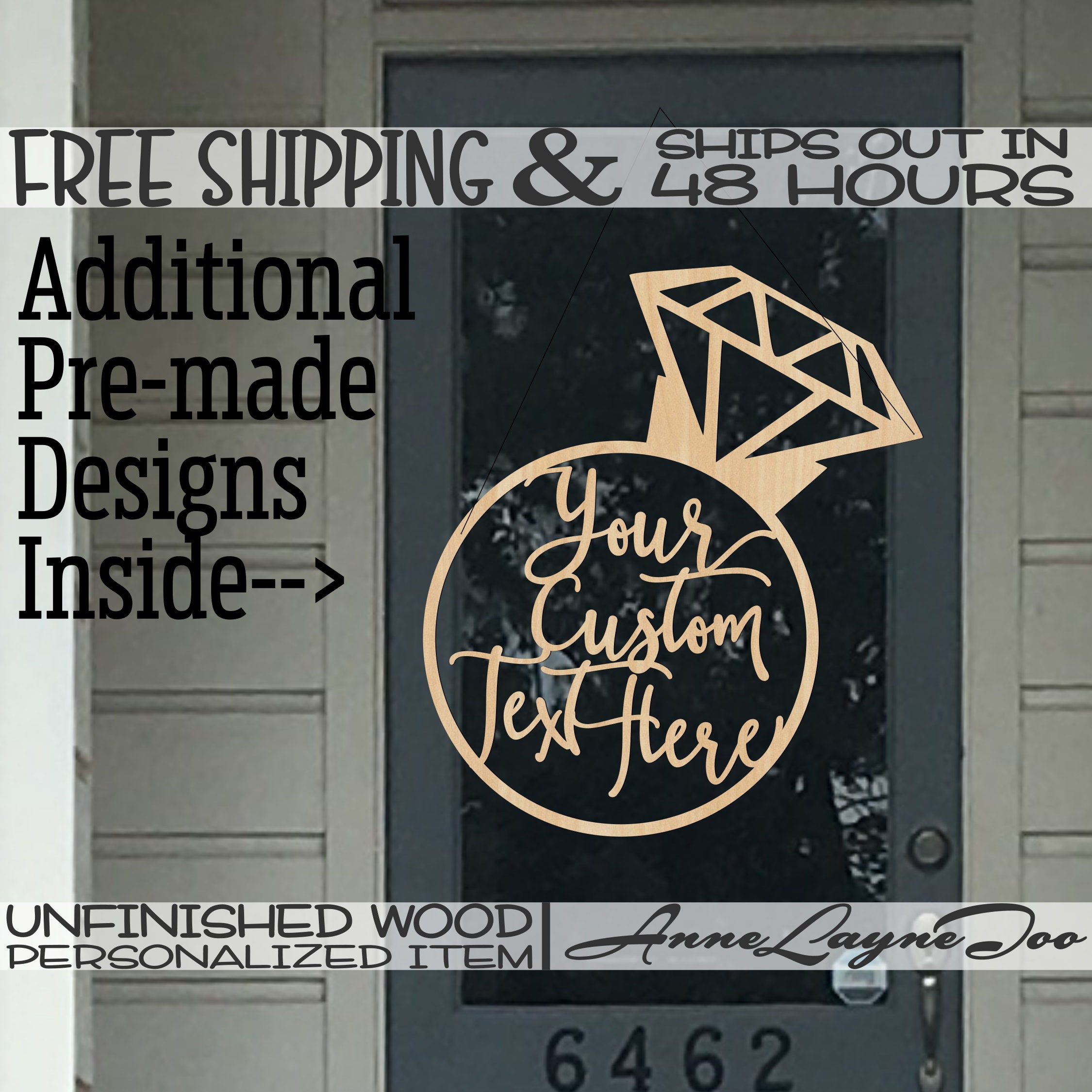 Diamond Ring Wood Sign, Bridal Shower, Wedding, Anniversary, Engagement, unfinished, wood cut out, laser cut, Ships in 48 HOURS -261025-27