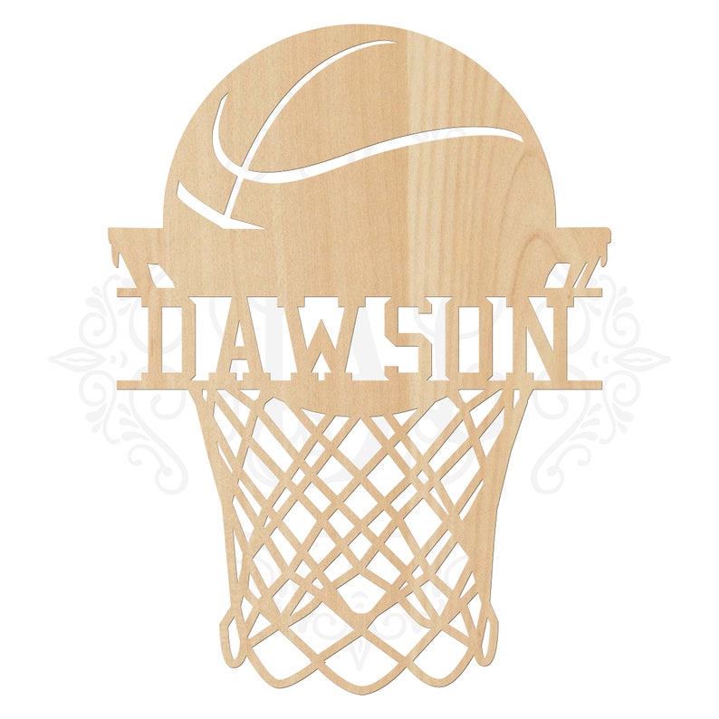 Basketball and Net Name Plate Wood Cutout Basketball Wall Etsy