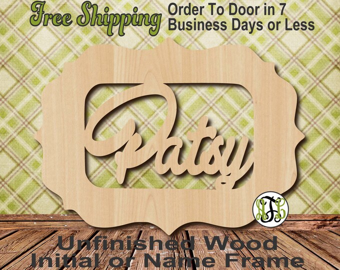 Unfinished Wood Patsy Frame Monogram, Name, Word, Custom, laser cut wood, wooden cut out, Wedding, Personalized, DIY