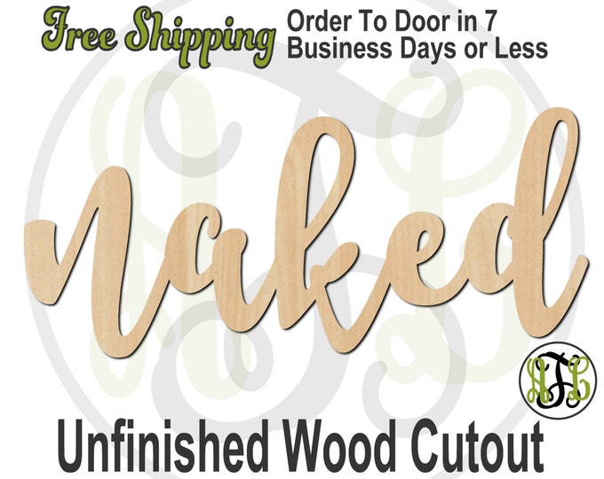 naked - 320276FrFt- Word Cutout, unfinished, wood cutout, wood craft, laser cut wood, wood cut out, Door Hanger, wooden sign, wreath accent