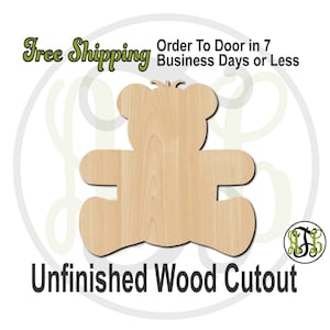 Teddy Bear - 30001- Cutout, unfinished, wood cutout, wood craft, laser cut shape, wood cut out, Door Hanger, wooden, wreath accent
