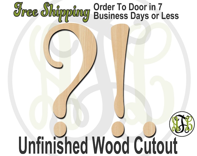 punctuation marks - 320224FrFt- Word Cutout, unfinished, wood cutout, wood craft, laser cut wood, wood cut out, Door Hanger, wooden sign