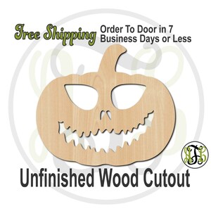 Pumpkin 7- 160029- Halloween Cutout, unfinished, wood cutout, wood craft, laser cut shape, wood cut out, Door Hanger, Jack O Lantern, wooden