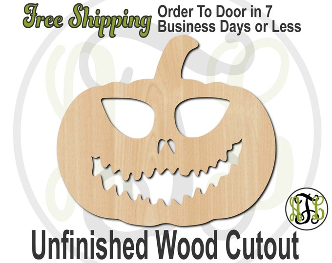 Pumpkin 7- 160029- Halloween Cutout, unfinished, wood cutout, wood craft, laser cut shape, wood cut out, Door Hanger, Jack O Lantern, wooden