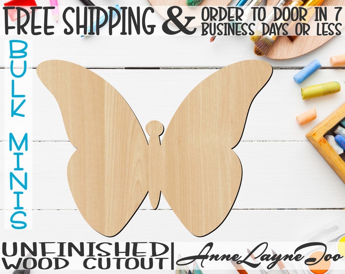 Butterfly 4, 3" to 6" Minis, Small Wood Cutout, unfinished, wood cutout, wood craft, laser cut, wood cut out, ornament -235010