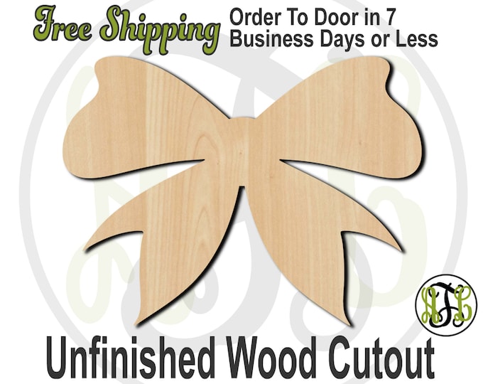 Bow 2 - 300052- Party Cutout, unfinished, wood cutout, wood craft, laser cut shape, wood cut out, Door Hanger, Holiday, Birthday, wooden