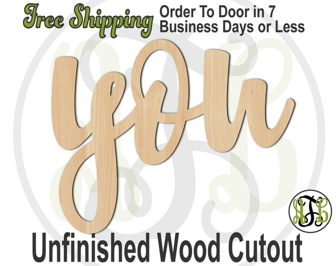 you - 320082FrFt- Word Cutout, unfinished, wood cutout, wood craft, laser cut wood, wood cut out, Door Hanger, wooden sign, wreath accent