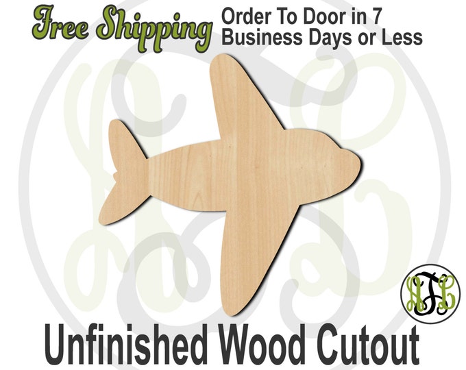 Airplane 2 - 10023- Cutout, unfinished, wood cutout, wood craft, laser cut shape, wood cut out, Door Hanger, wooden, ready to paint