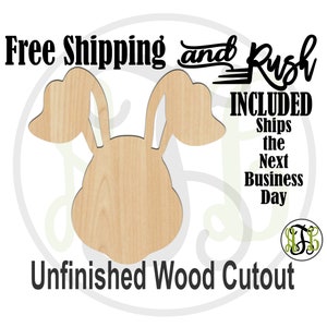 Bunny Head with Floppy Ears - 140009 - Easter Cutout, unfinished, wood cutout, laser cut, Door Hanger, wall art - RUSH PRODUCTION