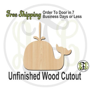 Whale 7 - 230020- Cutout, unfinished, wood cutout, wood craft, laser cut shape, wood cut out, Door Hanger, wooden, wreath accent