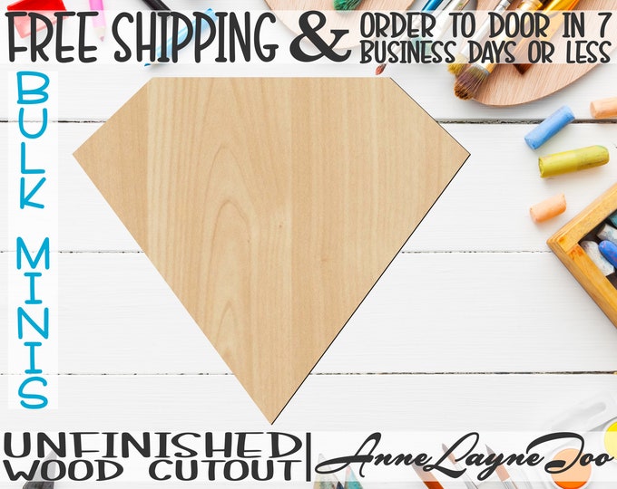 Diamond- 2" to 6" Minis,Small Wood Cutout, unfinished, wood cutout, wood craft, laser cut shape, wood cut out, ornament -40037