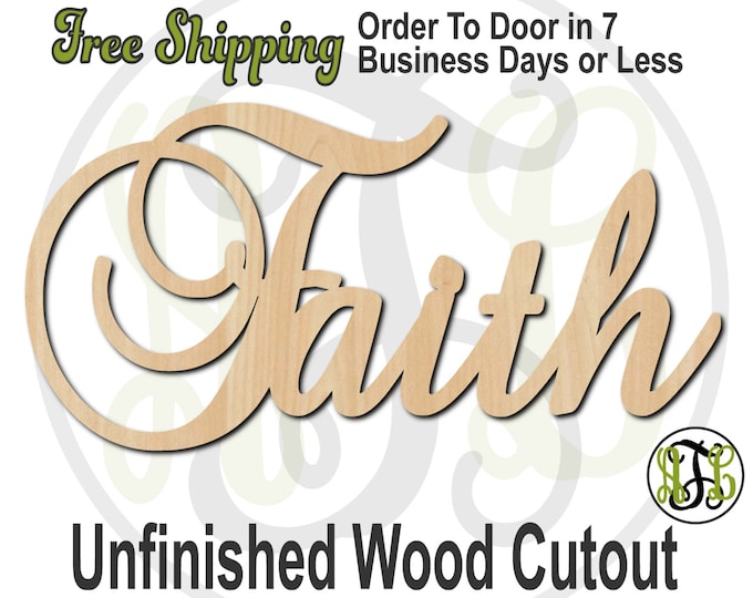 Faith - 180101- Christmas Cutout, unfinished, wood cutout, wood craft, laser cut wood, wood cut out, Door Hanger, wooden sign, wall art