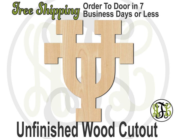 Interlocking U and T - 60151- University Cutout, unfinished, wood cutout, wood craft, laser cut shape, wood cut out, Door Hanger, wooden