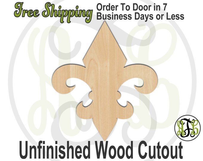 Fleur de Lis 4- 300023- Cutout, unfinished, wood cutout, wood craft, laser cut shape, wood cut out, Door Hanger, wooden, ready to paint