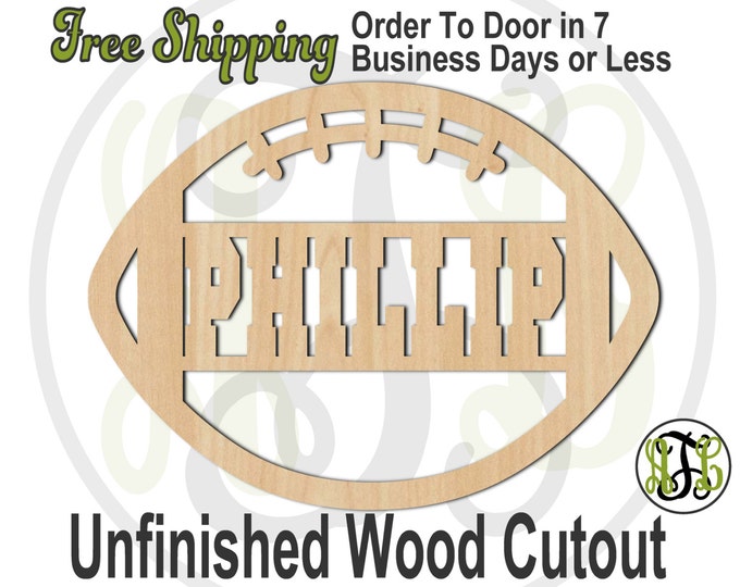 Football Name Plate - 60003NAPL- School Spirit Cutout, unfinished, wood cutout, wood craft, laser cut, wood cut out, wooden, Door Hanger