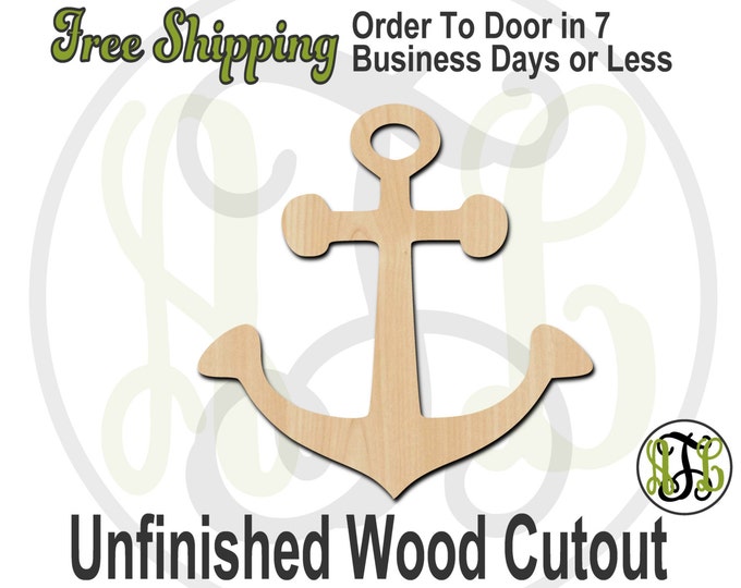 Anchor 2 - 50010- Cutout, unfinished, wood cutout, wood craft, laser cut shape, wood cut out, Door Hanger, wooden, ready to paint