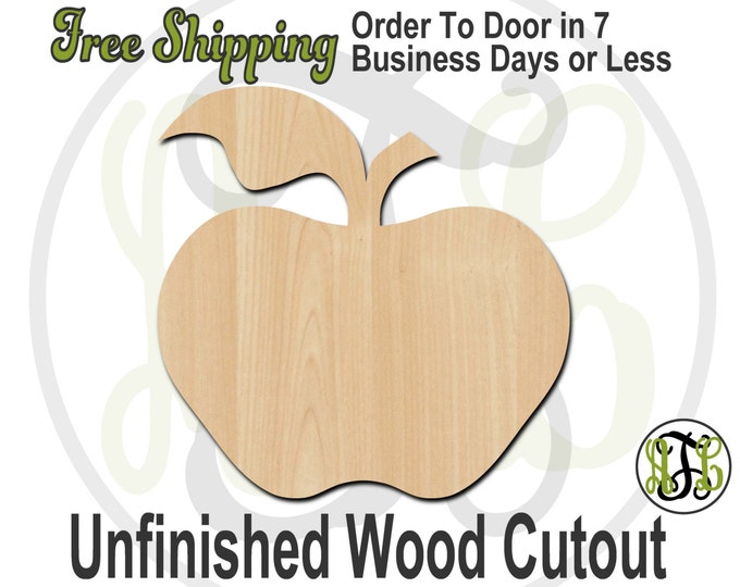 Apple - 28002- Fruit Cutout, unfinished, wood cutout, wood craft, laser cut shape, wood cut out, Door Hanger, wooden, blank